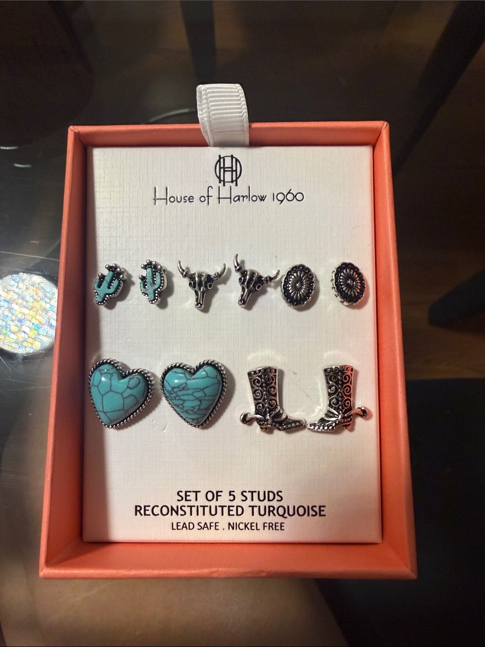 House of Harlow 1960 Turquoise and Silver Southwestern Stud Earring Set